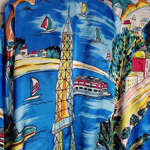 Casual Corner Vintage Bomber Jacket Womens XL Blue 80s Paris Scene Streetwear - Picture 8 of 11